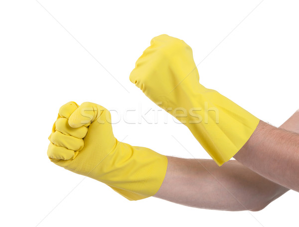 Hands in a rubber gloves gesturing fist Stock photo © michaklootwijk