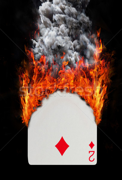 ストックフォト: 演奏 · カード · 火災 · 煙 · 孤立した · 白