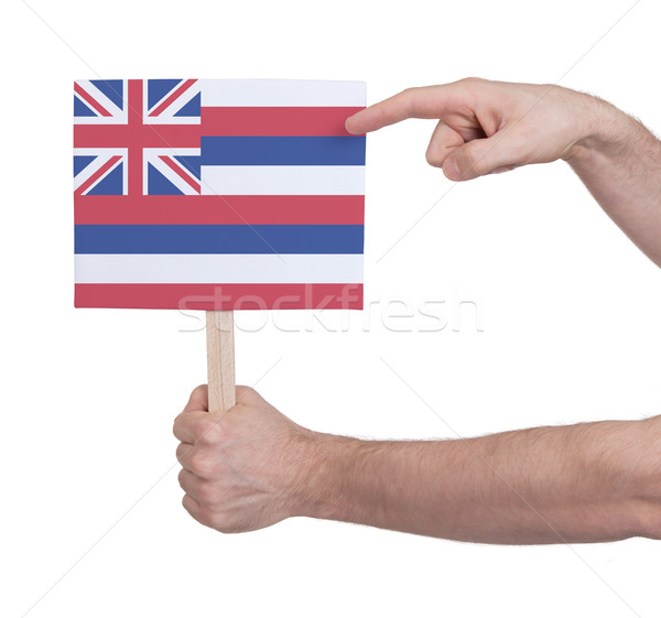 Foto stock: Mão · pequeno · cartão · bandeira · Havaí