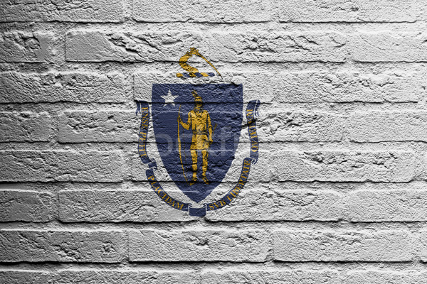 Brick wall with a painting of a flag, Massachusetts Stock photo © michaklootwijk