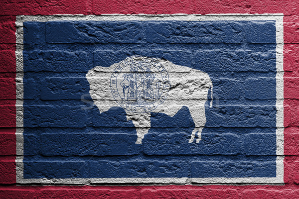 Brick wall with a painting of a flag, Wyoming Stock photo © michaklootwijk