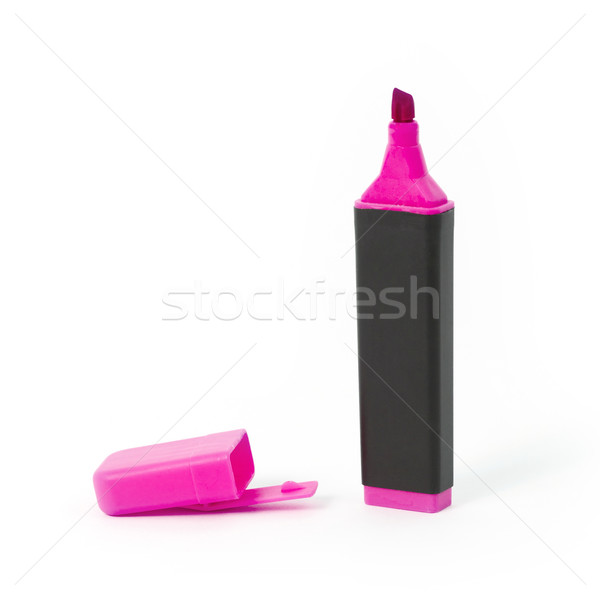 ピンク 蛍光ペン 孤立した 白 紙 ペン ストックフォト © michaklootwijk