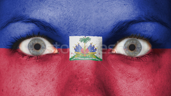 Occhi bandiera verniciato faccia Haiti Foto d'archivio © michaklootwijk