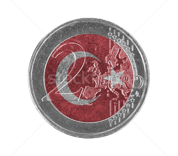 Euro Münze isoliert weiß Flagge Türkei Stock foto © michaklootwijk