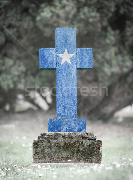 Stock foto: Grabstein · Friedhof · Somalia · alten · verwitterten · Kreuz