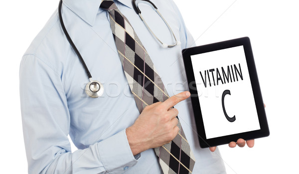 Stok fotoğraf: Doktor · tablet · c · vitamini · yalıtılmış · beyaz