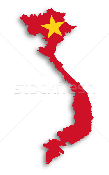 Сток-фото: карта · Вьетнам · флаг · изолированный · текстуры · аннотация