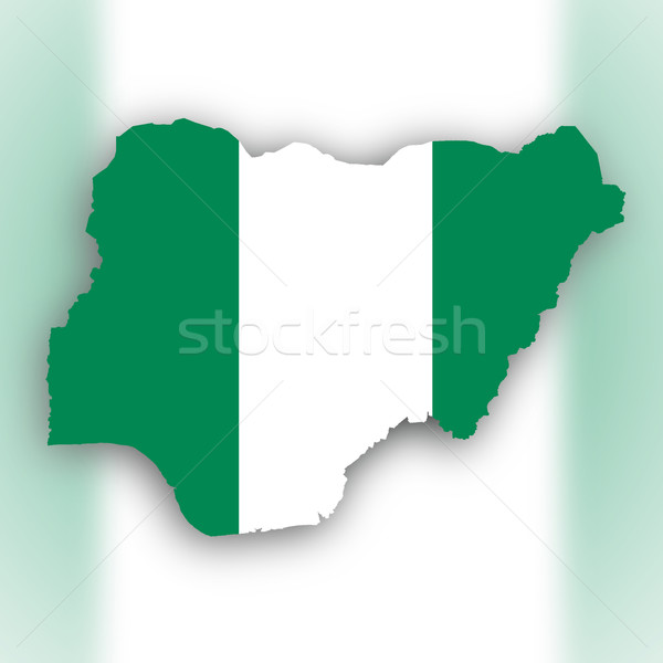 Stockfoto: Nigeria · kaart · vlag · binnenkant · geïsoleerd · witte