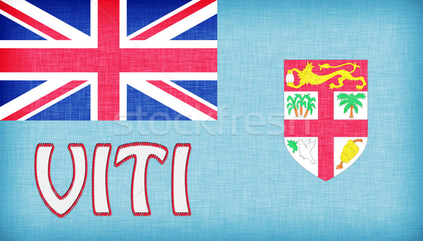 Vászon zászló Fidzsi-szigetek levelek textúra felirat Stock fotó © michaklootwijk