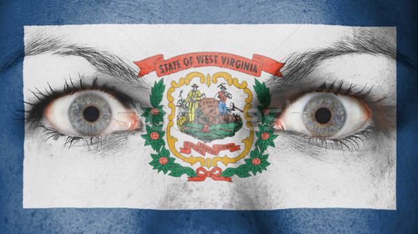 Közelkép szemek zászló festett arc Nyugat-Virginia Stock fotó © michaklootwijk