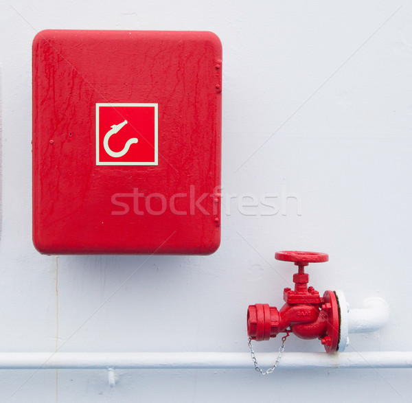 Piros doboz tűz épület háttér fém Stock fotó © michaklootwijk