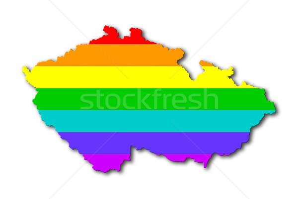 Regenbogen Flagge Muster Tschechische Republik Karte Homosexuell Stock foto © michaklootwijk