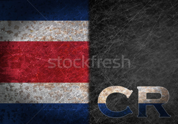 Foto stock: Velho · enferrujado · metal · assinar · bandeira · país