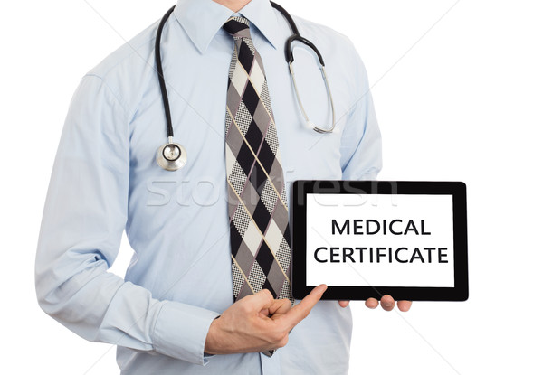 Médico tableta médicos certificado aislado Foto stock © michaklootwijk