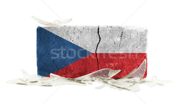 Tijolo cacos de vidro violência bandeira República Checa parede Foto stock © michaklootwijk