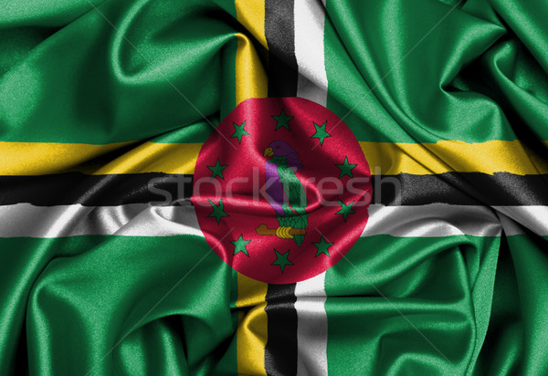 Satinato bandiera tridimensionale Dominica sfondo Foto d'archivio © michaklootwijk