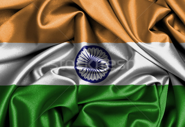 Satyna banderą trójwymiarowy oddać Indie tekstury Zdjęcia stock © michaklootwijk