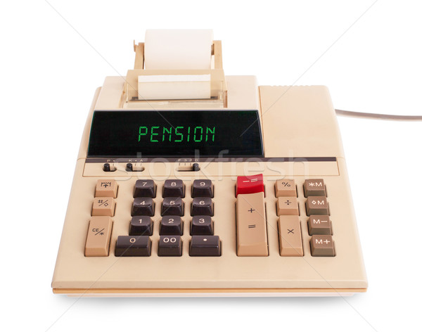 Velho calculadora pensão texto exibir Foto stock © michaklootwijk