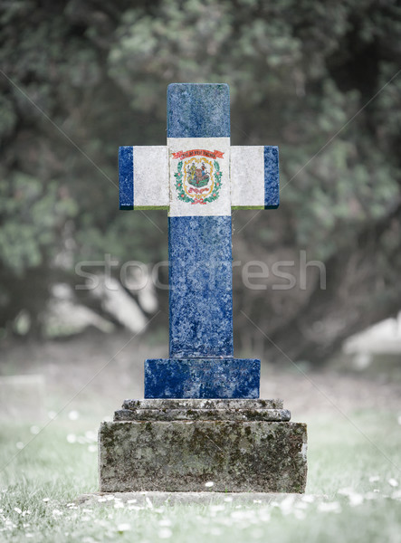 Grabstein Friedhof West Virginia alten verwitterten Flagge Stock foto © michaklootwijk