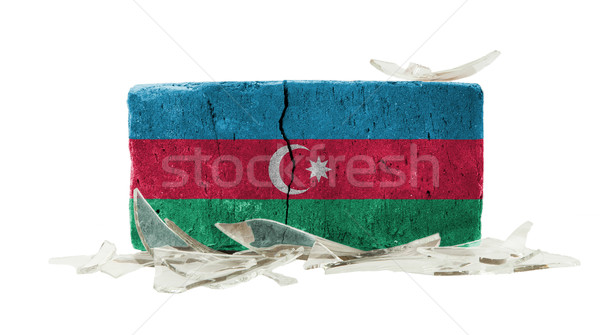 Ladrillo vidrios rotos violencia bandera Azerbaiyán pared Foto stock © michaklootwijk