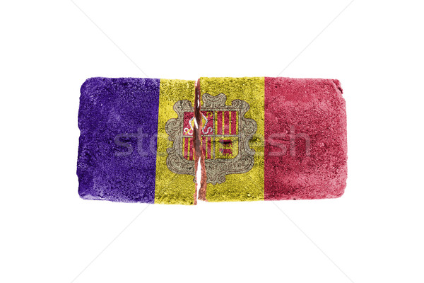 Foto stock: áspero · roto · ladrillo · aislado · blanco · bandera