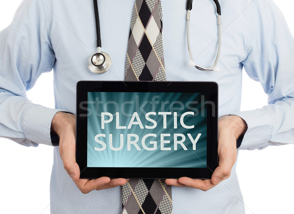 Stok fotoğraf: Doktor · tablet · plastik · cerrahi · yalıtılmış · beyaz