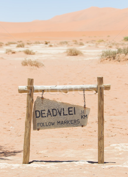 Sign of the Deadvlei (Sossusvlei), the famous red dunes of Namib Stock photo © michaklootwijk