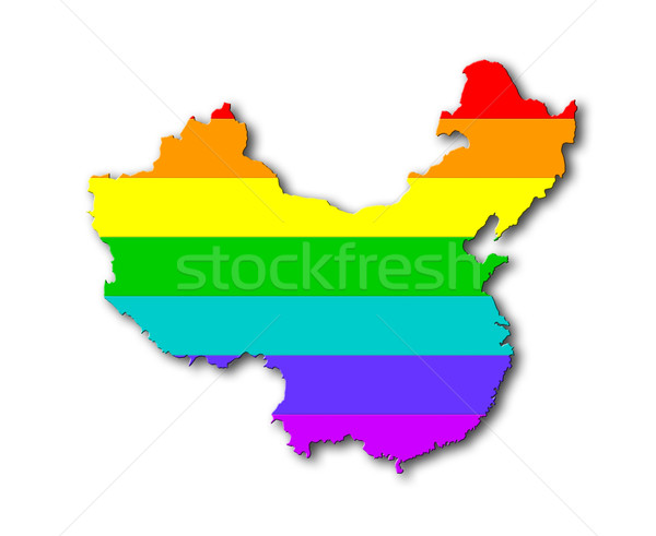 China Regenbogen Flagge Muster Karte Reise Stock foto © michaklootwijk