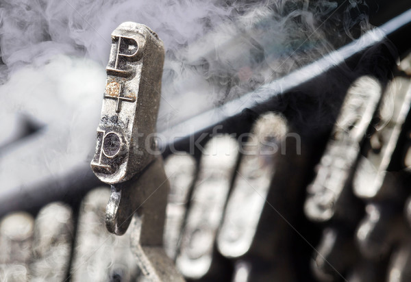 P hammer - old manual typewriter - mystery smoke Stock photo © michaklootwijk