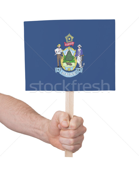 Hand holding small card - Flag of Maine Stock photo © michaklootwijk