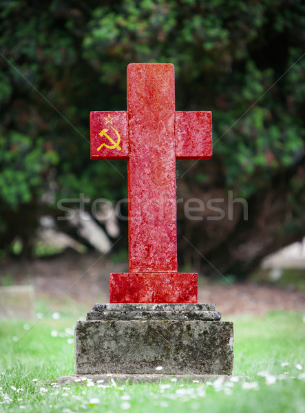 Edad lápida sepulcral cementerio urss hierba fondo Foto stock © michaklootwijk