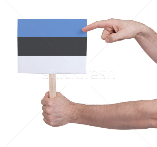 Hand holding small card - Flag of Estonia Stock photo © michaklootwijk