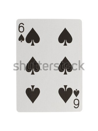 [[stock_photo]]: Vieux · jouer · carte · sept · isolé · rouge