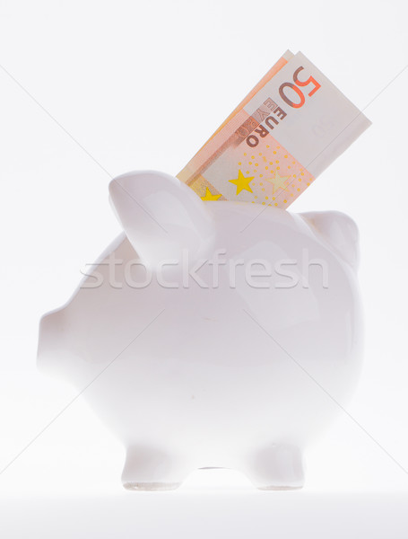 Stockfoto: Besparing · vijftig · euro · witte · geld · vak