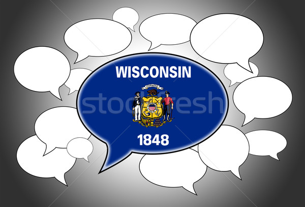 Kommunikáció beszédfelhő hang Wisconsin űr zászló Stock fotó © michaklootwijk
