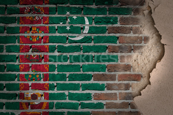 Karanlık tuğla duvar sıva Türkmenistan doku bayrak Stok fotoğraf © michaklootwijk