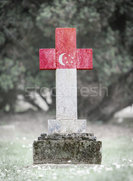 Mezar taşı mezarlık Singapur eski yıpranmış bayrak Stok fotoğraf © michaklootwijk