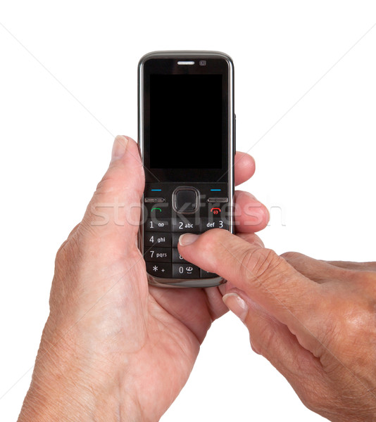 手 シニア 携帯電話 孤立した 白 電話 ストックフォト © michaklootwijk