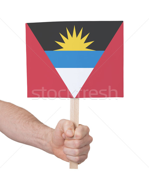 Hand holding small card - Flag of Antigua and Barbuda Stock photo © michaklootwijk