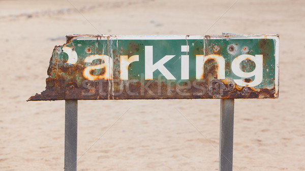 Stock photo: Old rusty parking sign