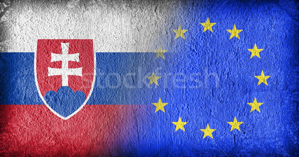 Szlovákia EU zászlók festett repedt beton Stock fotó © michaklootwijk