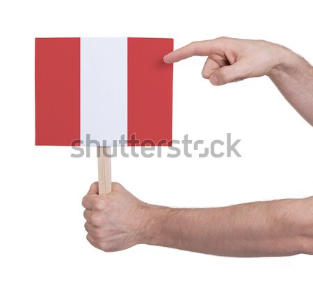 Kéz tart kicsi kártya zászló Peru Stock fotó © michaklootwijk