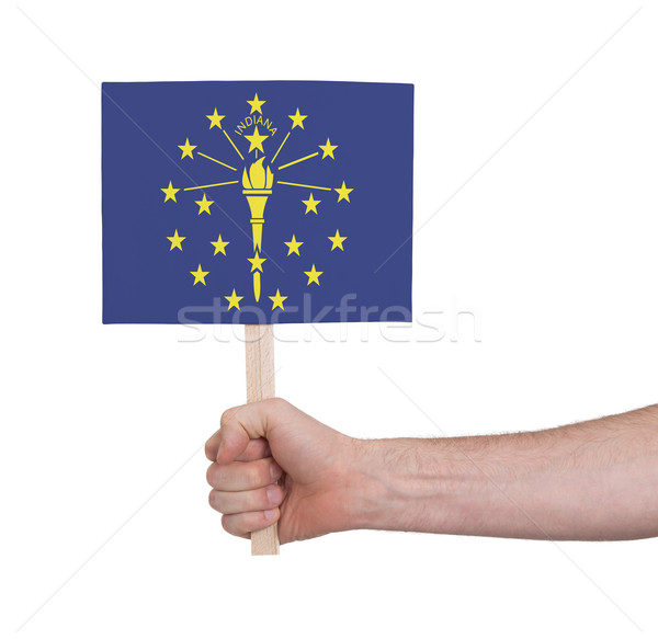 Hand holding small card - Flag of Indiana Stock photo © michaklootwijk