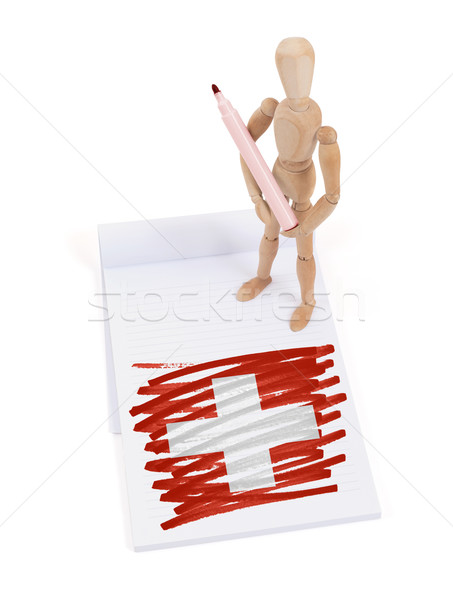 Ahşap manken çizim İsviçre bayrak kâğıt Stok fotoğraf © michaklootwijk