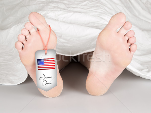 Namensschild Fuß Körper Fuß Haut tot Stock foto © michaklootwijk