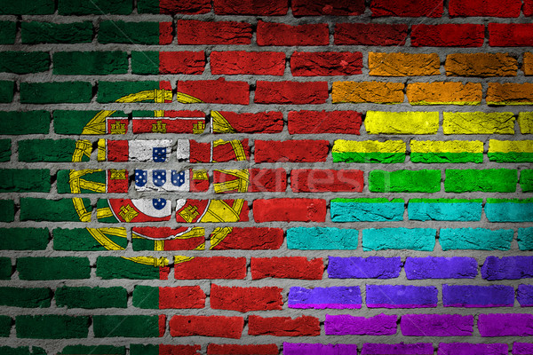 Stockfoto: Donkere · muur · rechten · Portugal · textuur · vlag