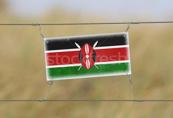 Keret kerítés öreg műanyag felirat zászló Stock fotó © michaklootwijk