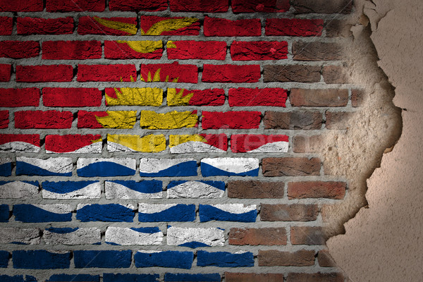 Foto stock: Escuro · parede · de · tijolos · gesso · Kiribati · textura · bandeira