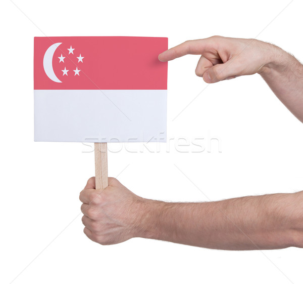 Hand holding small card - Flag of Singapore Stock photo © michaklootwijk