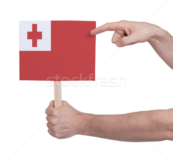 Hand holding small card - Flag of Tonga Stock photo © michaklootwijk